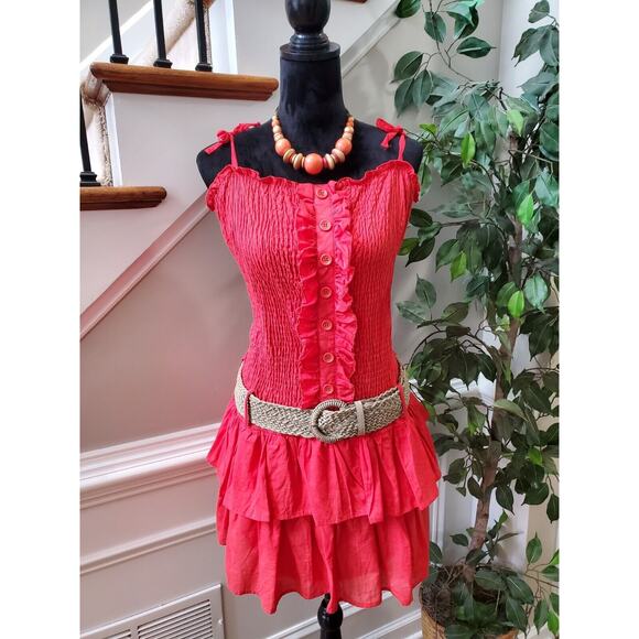 Chesley Dresses & Skirts - Chesley Women's Red 100% Cotton Sleeveless Casual Knee Length Dress Size L